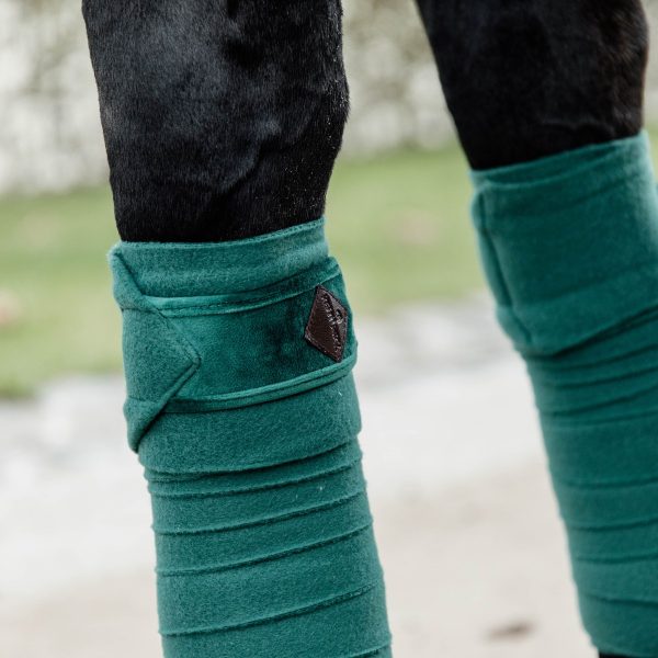 Kentucky Horsewear Bandes Polo Polaire Velvet Vert Sapin En Cadence