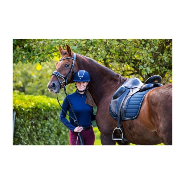 Sellerie En Cadence Montfort l'Amaury BR Equestrian Casque oméga microfibre bleu marine cavalier