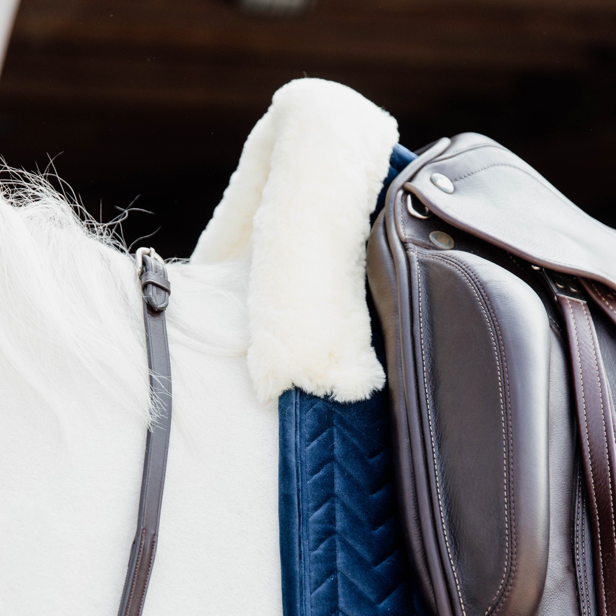 tapis skin friendly velvet dressage bleu marine Kentucky Horsewear Sellerie En Cadence Montfort l'Amaury cheval