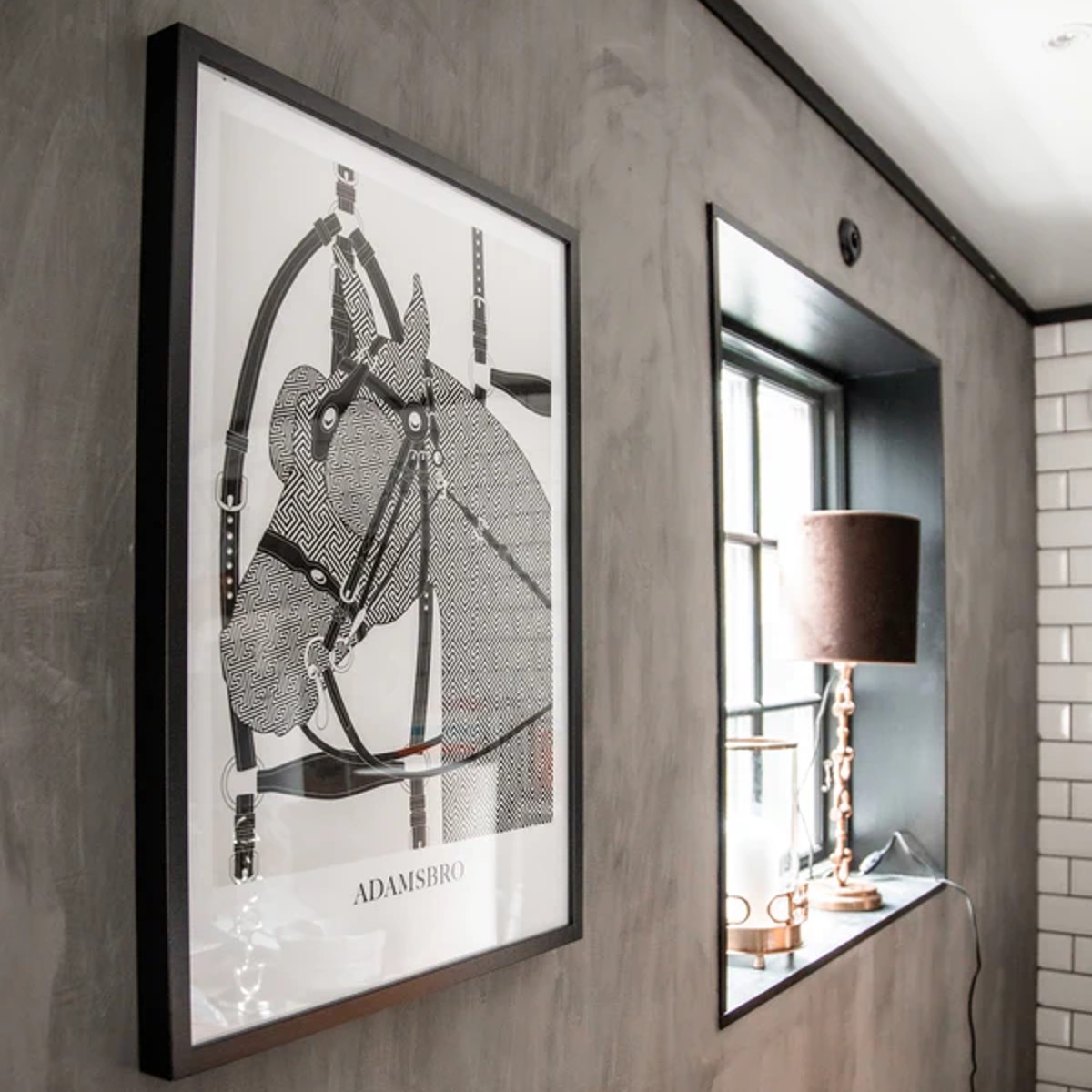 Adamsbro poster vintage noir Sellerie En Cadence Montfort l'Amaury décoration affiche cheval art